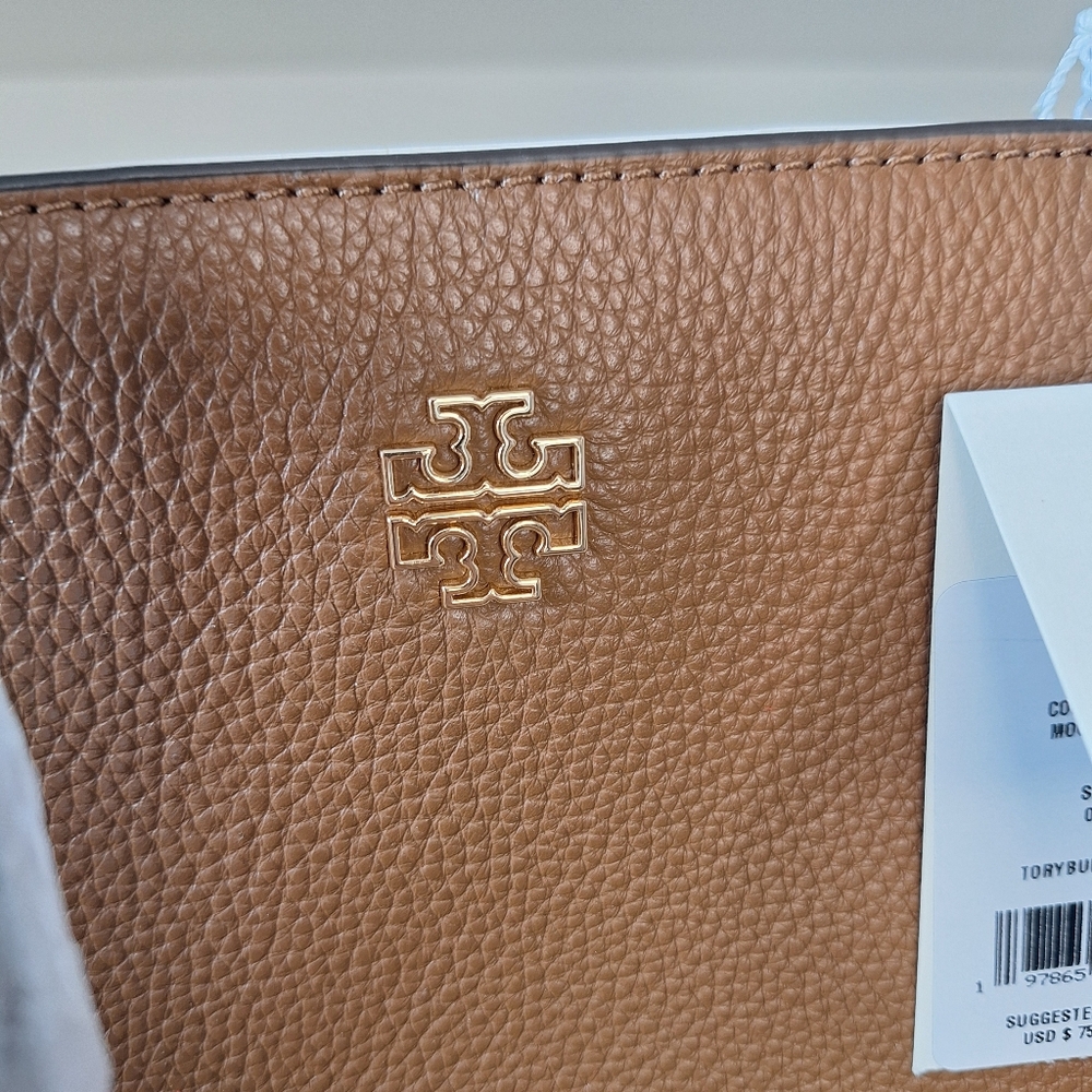 NWT Tory Burch Moose Brown Pebbled Leather Tote - Picture 4 of 6